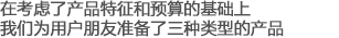 以產(chǎn)品特征和預(yù)算為基礎(chǔ)，我們?yōu)橛脩襞笥褱?zhǔn)備了三種類型的產(chǎn)品